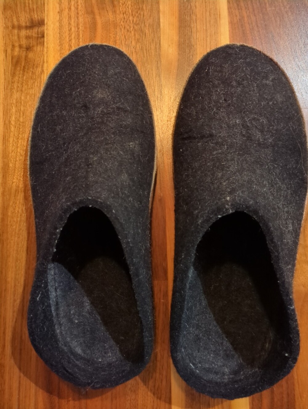 Men's Glerups Charcoal Black Felt Slip-On Slippers 42